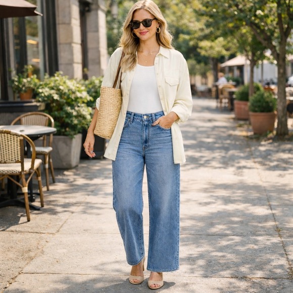 Levi's XL Flood Jeans Size 29 Relaxed Wide Leg Cropped Denim 90s French Girl